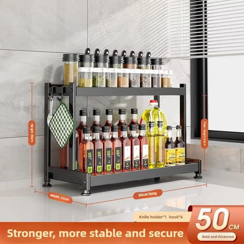 SpiceCraft™ Multi-Layer Kitchen Organizer – Countertop Seasoning Rack with Knife, Chopstick & Dish HolderKitchen Seasoning Rack Storage Rack Multi-Layer Dish Seasoning Rack Chopstick Knife Holder Countertop Multi-Functional Seasoning