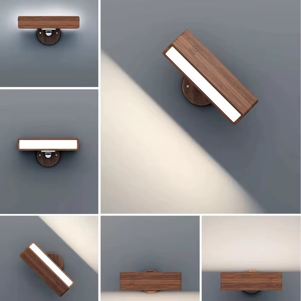 Rechargeable LED Wall Sconce – Cordless Wooden Light for Cozy Modern Spaces