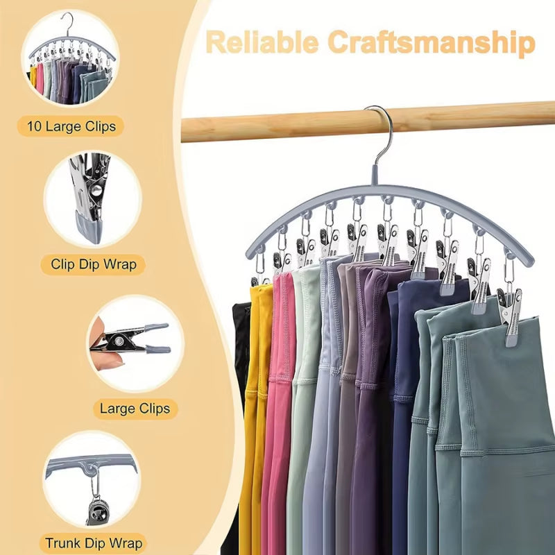 Space-Saving Organizer with 10 Strong Clips for Effortless Closet Storage