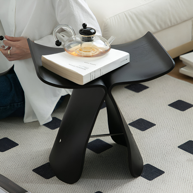 Curved Bentwood Stool – Stylish, Compact Ottoman for Any Space